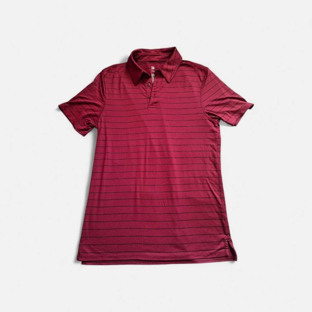 all in motion Burgundy and Black Striped Polo